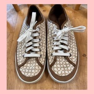 Coach Cream and Brown Athletic Sneakers